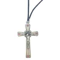 Crucifix with Pinkl Stone & Cord