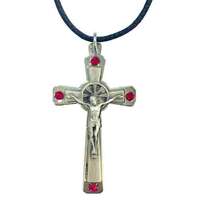 Crucifix with Red Stone & Cord