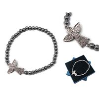 Bracelet Hematite With Zircon Angel
