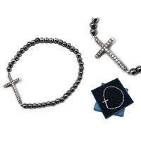 Bracelet Hematite With Zircon Cross