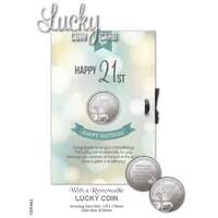 Lucky Coin & Greeting Card - Happy 21st Birthday