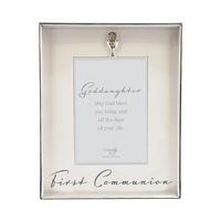 Silver Communion Photo Frame w/Motiff - Goddaughter