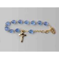 Rosary Bracelet Blue Glass Heartshaped - 7mm Beads