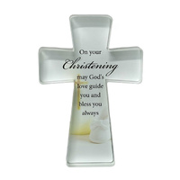 Glass Standing Cross - Christening