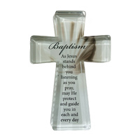 Glass Standing Cross - Baptism