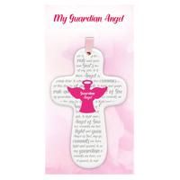 Angel of God Cross w/Pink Ribbon