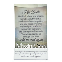 Wood Base Glass Frame - Missing You (His Smile)