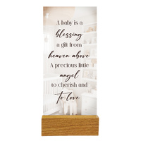 Precious Glass Plaque w/Stand - Baby Blessing