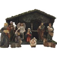 Nativity Stable Set Resin - 11pcs 120mm Stable: 245 x 80mm
