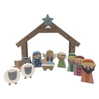 Nativity Children Set & Stable - 12 Pieces 80mm - Stable 300 x 250mm