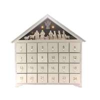 Advent Calendar Wooden with LED Lights - 335 x 335 x 65mm