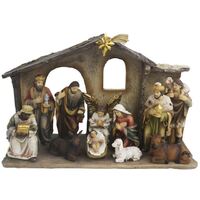 Nativity Stable Set Resin - 11pcs 100mm - Stable: 258 x 155mm 