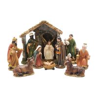 Nativity Stable Set Resin - 11pcs 110mm Stable: 322 x 150mm