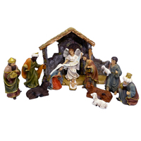 Nativity Stable Set Resin - 11pcs 125mm Stable: 250 x 175mm