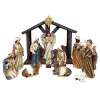 Nativity Stable Set Resin - 11pcs 200mm - Stable: 370 x 135mm