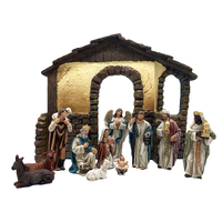 Nativity Stable Set Resin - 11pcs 100mm Stable: 280 x 230 x 50mm
