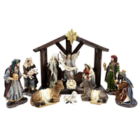 Nativity Stable Set Resin - 11pcs 200mm - Stable: 370 x 205mm