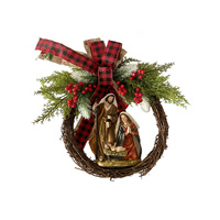 Christmas Wreath with Holy Family Plaque