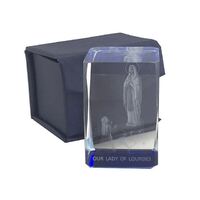 Laser Crystal Block - Our Lady of Lourdes