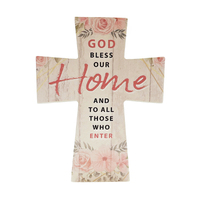 Ceramic Cross - God Bless Our Home