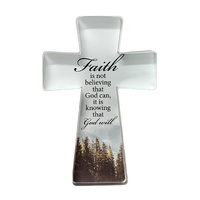 Glass Standing Cross - Faith