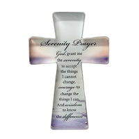 Glass Standing Cross - Serenity Prayer