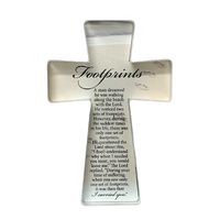 Glass Standing Cross - Footprints