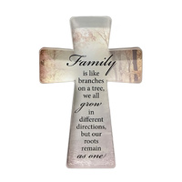 Glass Standing Cross - Family