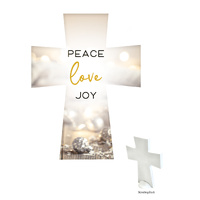 Ceramic Cross - Peace Love Joy