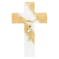 Murano Glass Crucifix w/Sahara Gold Corpus