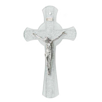 Murano Silver Glass Crucifix w/Silver Corpus