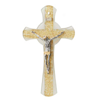 Murano Gold Glass Crucifix w/Silver Corpus
