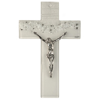 Murano Silver Glass Crucifix w/Silver Corpus