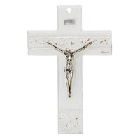 Murano Gold Glass Crucifix w/Silver Silver Corpus