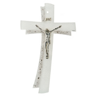 Murano Mosaic Glass Crucifix w/Silver Corpus