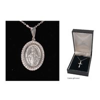 Sterling Silver Chain and Miraculous Medal with Stones