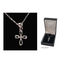 Sterling Silver Chain and Cross with Crystal Stone