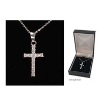 Sterling Silver Chain and Cross with Stones