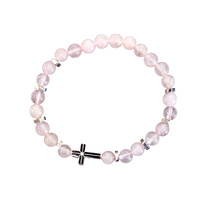 Bracelet Quartz Rose w/Stainless Steel Cross