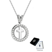 Gift of Faith Necklace with Diamonte Cirlce & Cross