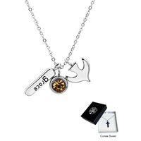 Gift of Faith Necklace with Diamonte Stone & Dove