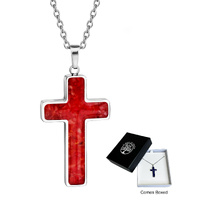 Gift of Faith Necklace with Red Agate Cross