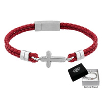 Bracelet Leather (Red) Cross