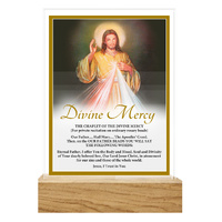 Precious Glass Plaque w/Stand - Divine Mercy