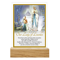 Precious Glass Plaque w/Stand - Our Lady of Lourdes