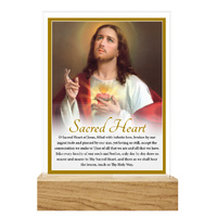 Precious Glass Plaque w/Stand - Sacred Heart Jesus