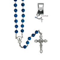 Rosary Sterling Silver w/Precious Stones - Aqua Marine
