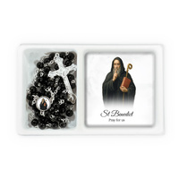Rosary and Plaque Set - St Benedict