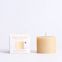 100% Beeswax Pillar Squat Candle 6cm high (Box 1), 40 Hour Burn Time