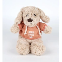 Plush Toy: Jesus Loves Me Dog, Orange Hoodie